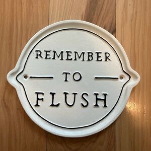 Threshold Remember to Flush Ceramic Wall Sign White with Black Lettering